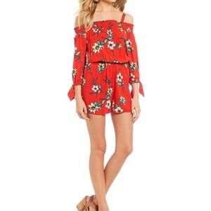 Beautiful red floral romper from dry goods size L
